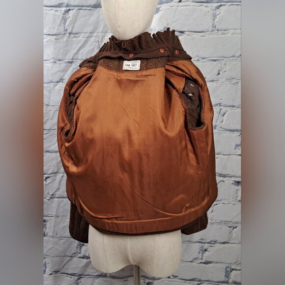 Vintage 70s 60 San Yuet Women's 2 Pc Set Skirt Jacket Suit Brown Japan Small 25W - Picture 8 of 14
